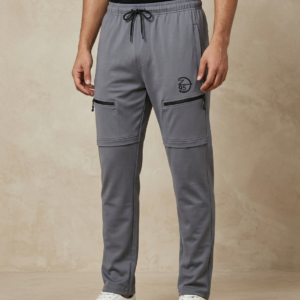 Mens Grey Zip-Pocket Track Pants