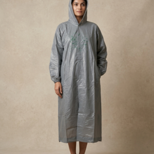Womens Long Hooded Raincoat - Grey