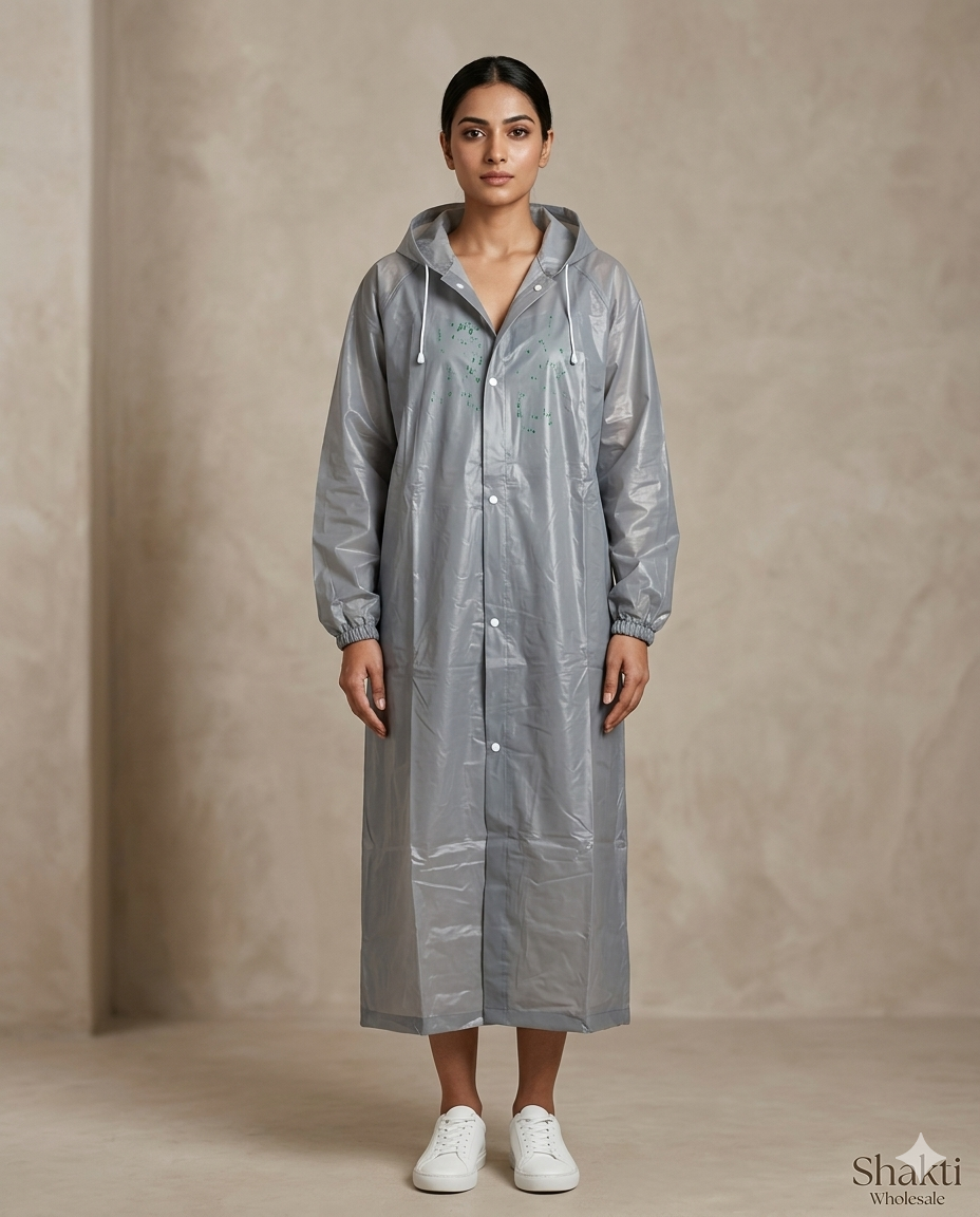 Womens Hooded Raincoat with Drawcord Hood