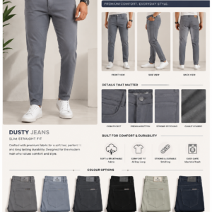 Mens Dusty Slim Straight Fit Jeans - 6 Shades