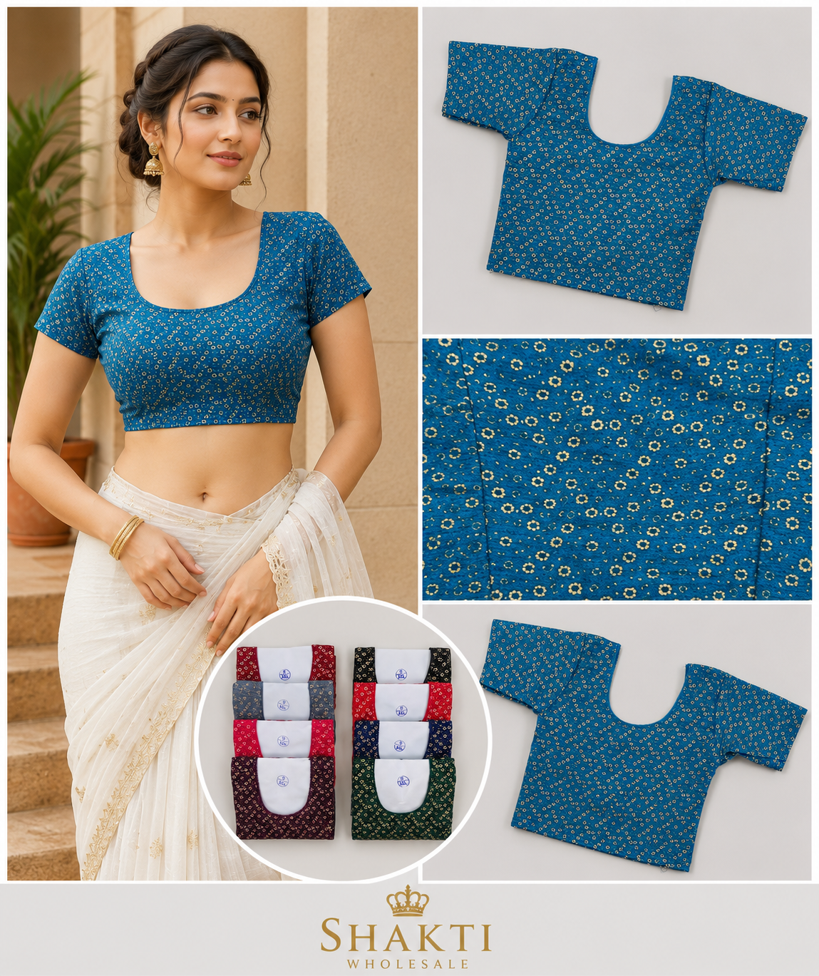 Bandhani Print Readymade Saree Blouse - 8 Colours