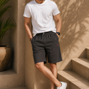 Mens Charcoal Drawstring Shorts - Styled