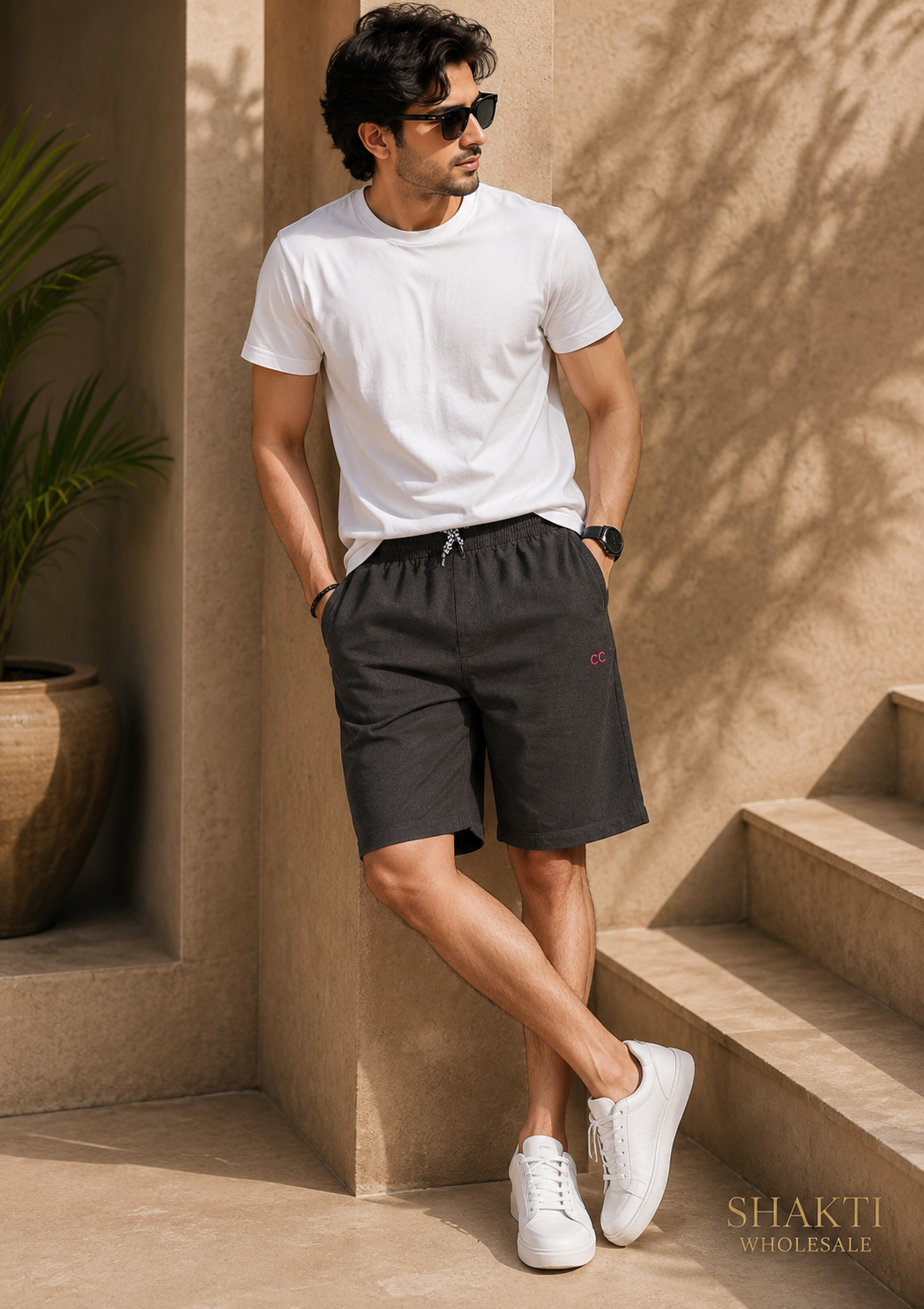 Mens Charcoal Drawstring Shorts - Styled