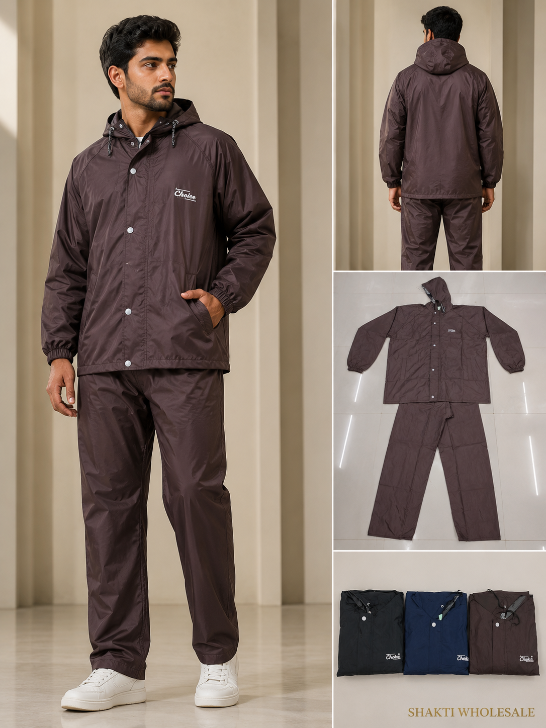 Mens Hooded Rain Suit - Jacket & Trouser Set