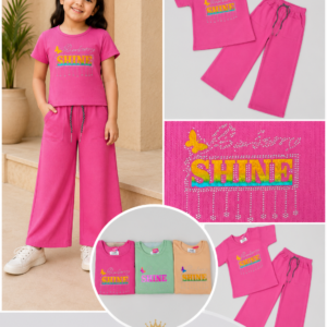 Girls Rib-Knit 'Shine' Top & Palazzo Co-ord Set