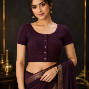 Purple Textured Blouse - Styled with Saree