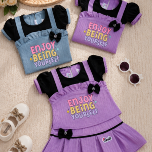 Girls 'Enjoy Being Yourself' Pinafore Dress Set