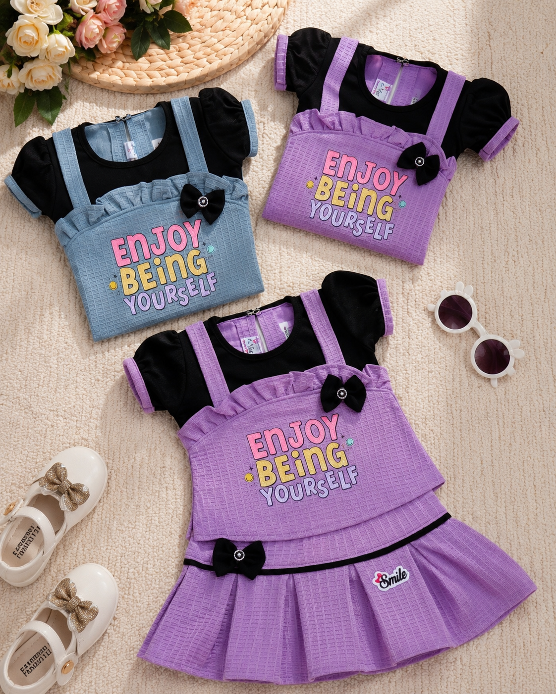 Girls 'Enjoy Being Yourself' Pinafore Dress Set