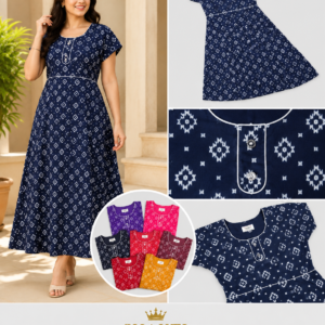Bandhani Print Anarkali Nighty - 8 Colours