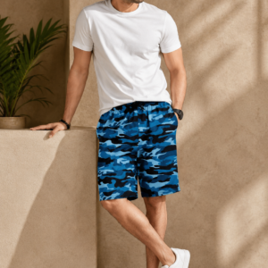 Mens Blue Camo Jersey Shorts