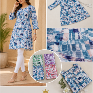 Abstract Patchwork Print Short Kurti - 4 Colours