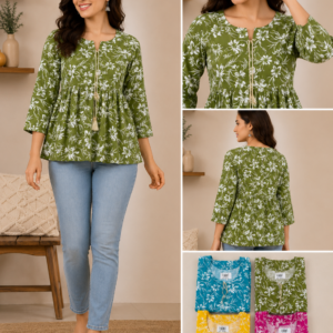 Floral Print Tassel-Tie Peplum Top - 4 Colours