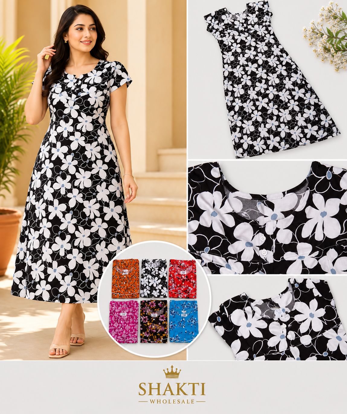 Bold Floral Print Maxi Nighty - 6 Colours