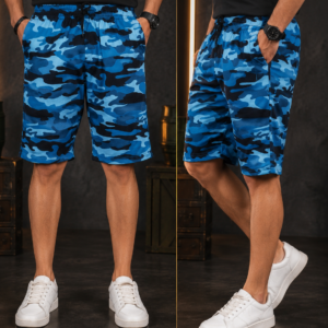 Mens Blue Camouflage Shorts