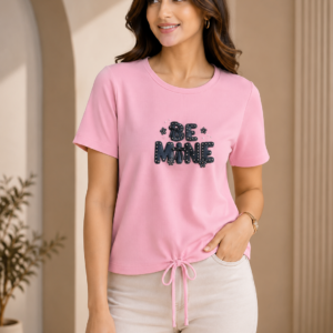 Pink 'Be Mine' Drawstring Hem Tee