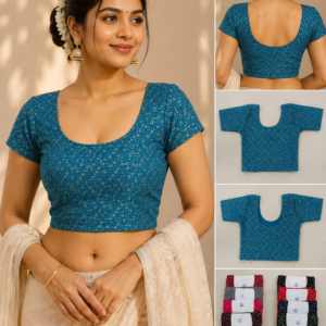 Teal Gold Bandhani Print Readymade Blouse - 8 Colours