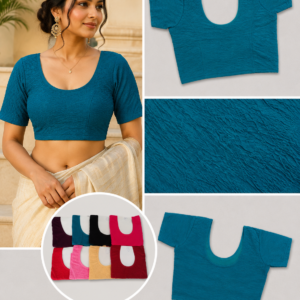 Teal Crushed Texture Readymade Blouse - 8 Colours