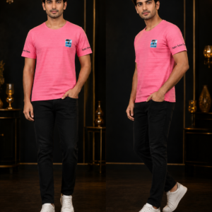 Mens Pink Slub Cotton T-Shirt