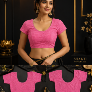 Pink Crushed Texture Readymade Blouse