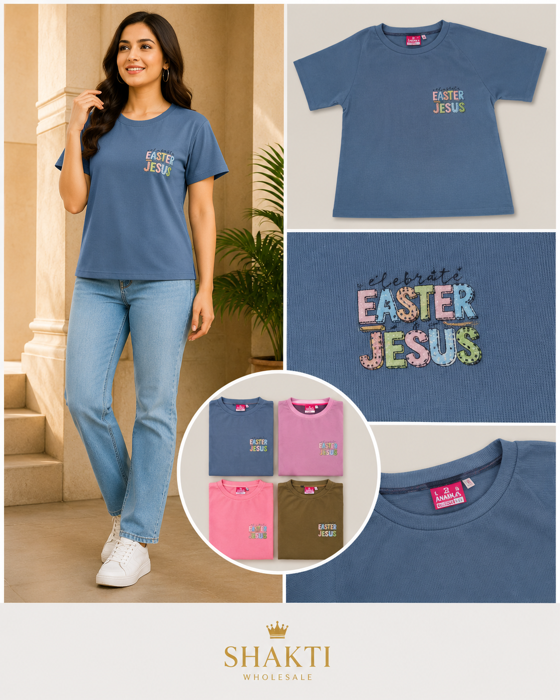 'Celebrate Easter' Embroidered Tee - 4 Colours