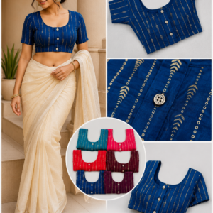 Blue Gold Stripe Readymade Blouse - 6 Colours