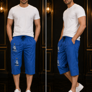 Mens Royal Blue Cargo Capri Shorts