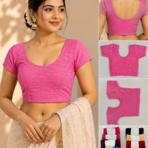 Pink Crushed Texture Readymade Blouse - 8 Colours