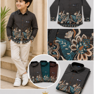 Boys Full-Sleeve Shirt with Floral Border Print