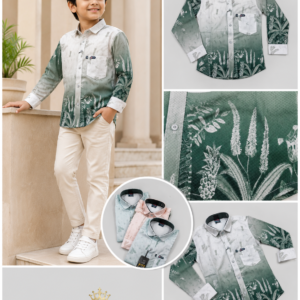 Boys Ombre Botanical Print Full-Sleeve Shirt