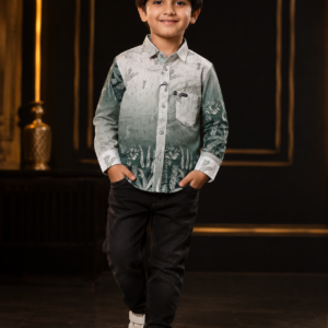 Boys Green Ombre Print Shirt