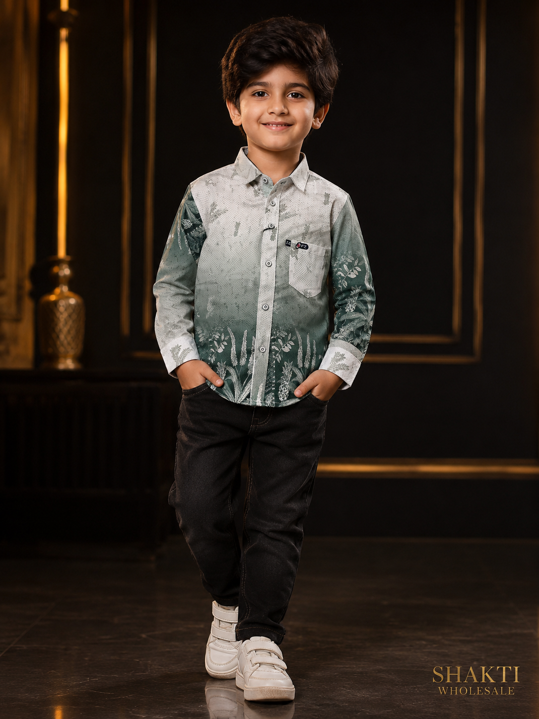 Boys Green Ombre Print Shirt