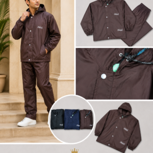 Mens Brown Hooded Rain Suit