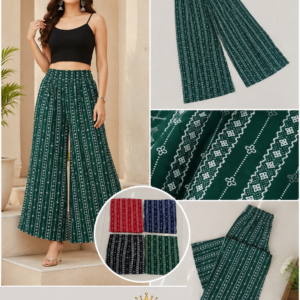 Green Bandhani Stripe Wide-Leg Palazzo - 4 Colours