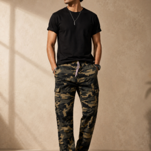 Mens Olive Camo Cargo Trousers
