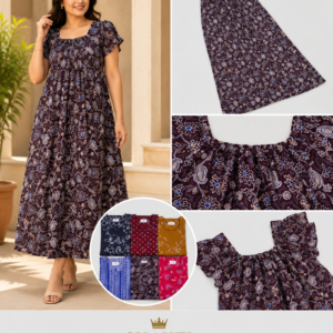 Paisley Print Flutter-Sleeve Maxi Nighty - 6 Colours