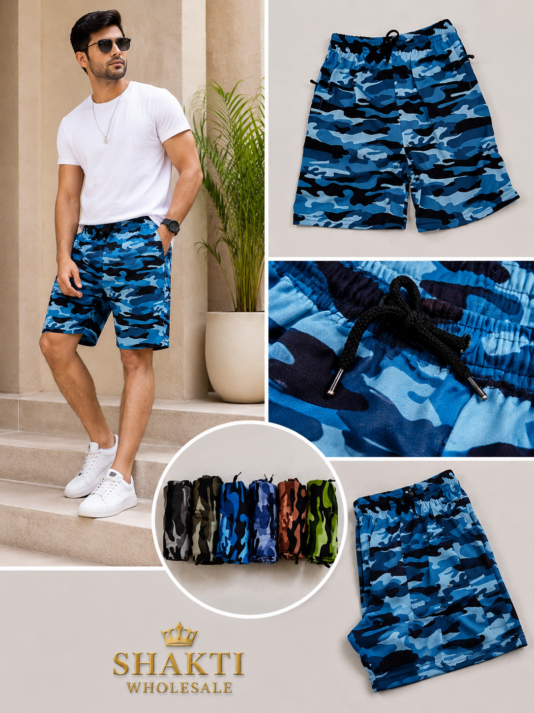 Mens Camouflage Jersey Shorts - 6 Colourways