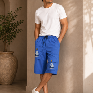 Mens Blue Cargo Shorts - Styled