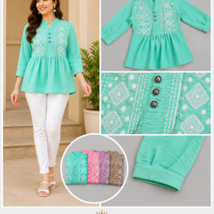 Womens Embroidered Peplum Short Kurti