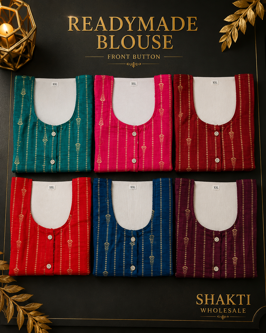 Front-Button Readymade Blouse - 6 Colours XXL