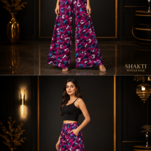 Magenta Mosaic Print Wide-Leg Palazzo - Two Views