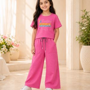 Girls Pink Sequin 'Shine' Tee & Palazzo Set