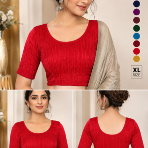 Red Crushed Texture Readymade Blouse - 9 Colours XL