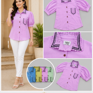 Lace-Collar Button-Down Shirt - 4 Colours