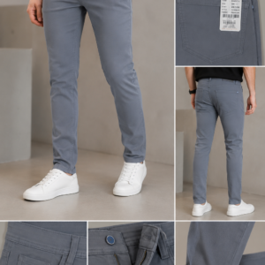 Mens Dusty Grey Designer Slim Trousers