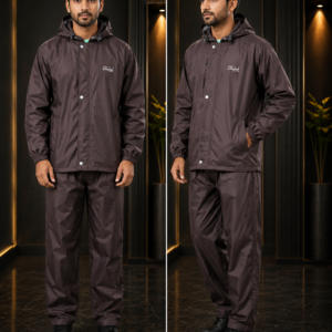 Mens Brown Rain Suit - Two Views