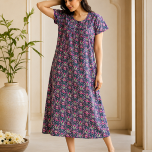 Navy Ditsy Floral A-Line Midi Nighty