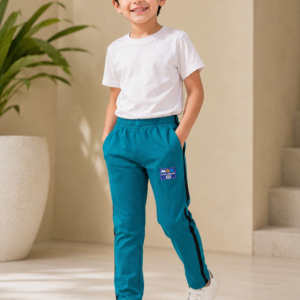 Boys Teal Track Pants with Side Taping