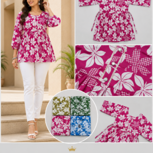 Rani Pink Floral Peplum Top - 4 Colours